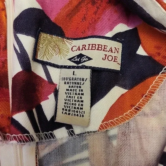 Carribean Joe Womens Large Floral Front Tie Wrap Dress Tropical Travel Casual - Picture 2 of 4